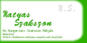 matyas szakszon business card