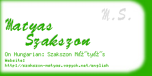 matyas szakszon business card